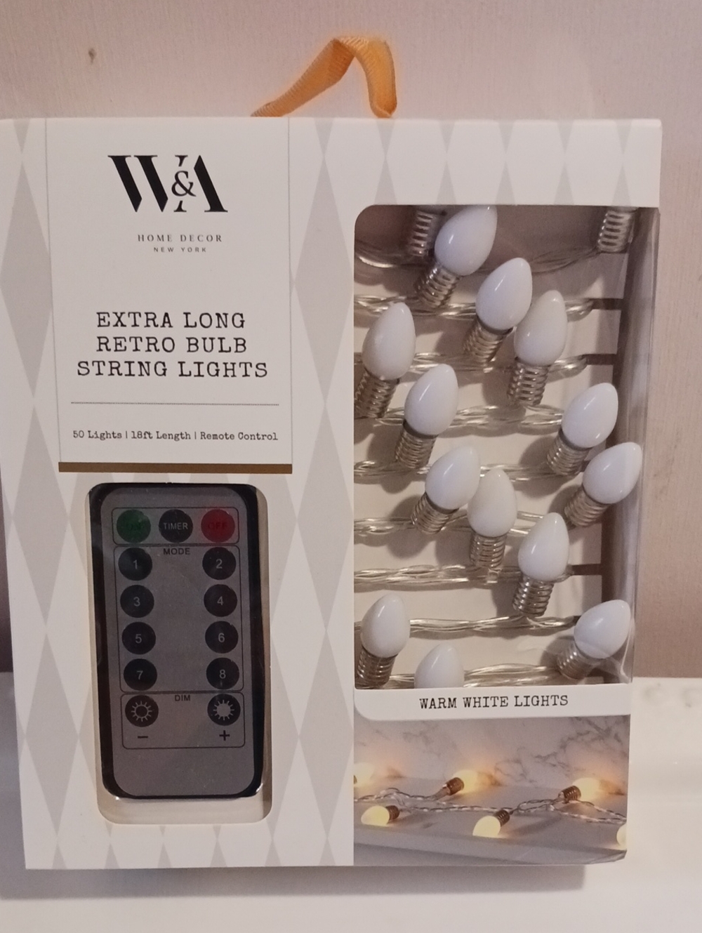 Extra Long Retro Bulb String Lights - Warm White With Remote Control  50 Lights